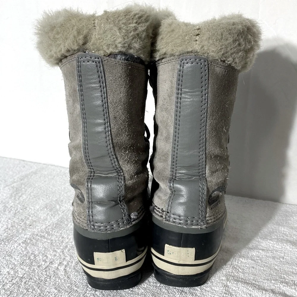 Sorel Grey Suede Leather Lace Up Mid Calf Winter Boots 5 - Picture 4 of 15